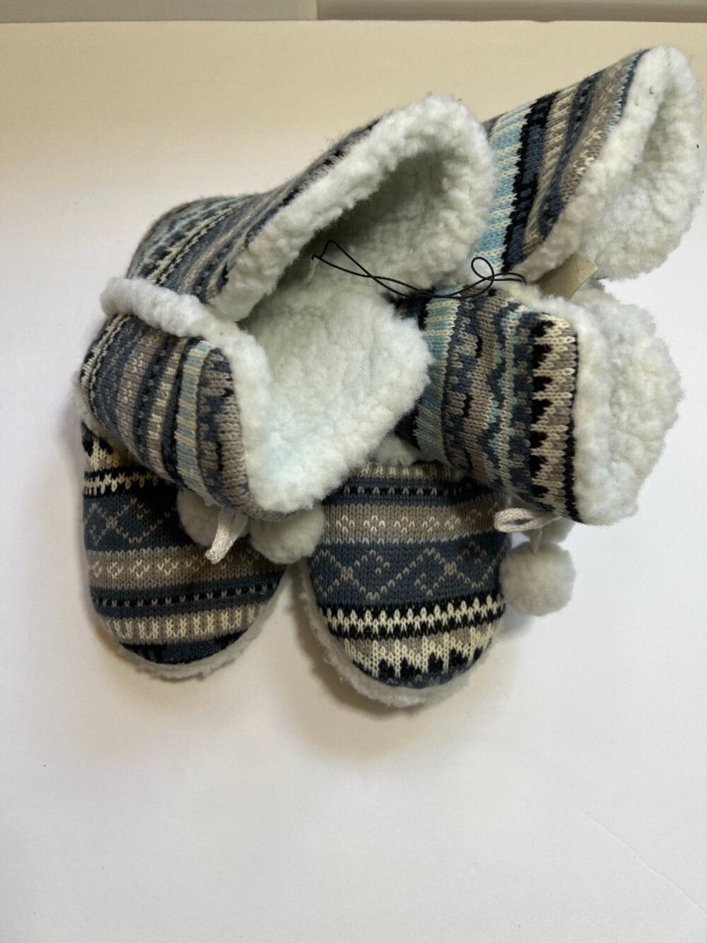 Knitted Blue/Gray Slipper Boots W 9/10